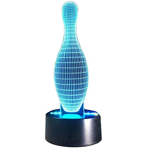 SOLUSTRE Tischlampe, Kreative Bowling Lampe 3D Licht Bunte Berührung Licht Bowling Lampe Entzückende Lampe für Home Office Room Desktop (Schwarze Basis: Bunte Berührung ohne Batterie) von SOLUSTRE