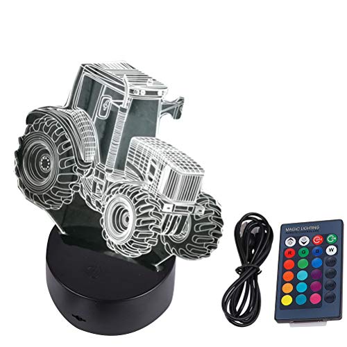 SOLUSTRE Tischlampe, Traktor 3D Kleines Licht Bunte Touch- Atmosphäre 3D Kleine Schreib (Schwarz, Controller mit Batterie) von SOLUSTRE