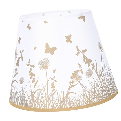 SOLUSTRE Tischlampe mit Floral Lampenschirm Stoff Lampenschirm für Schlafzimmer Wohnzimmer und Büro Einfache Montage Dekorativ und Augenschonend Unterdurchmesser Oberdurchmesser Höhe von SOLUSTRE
