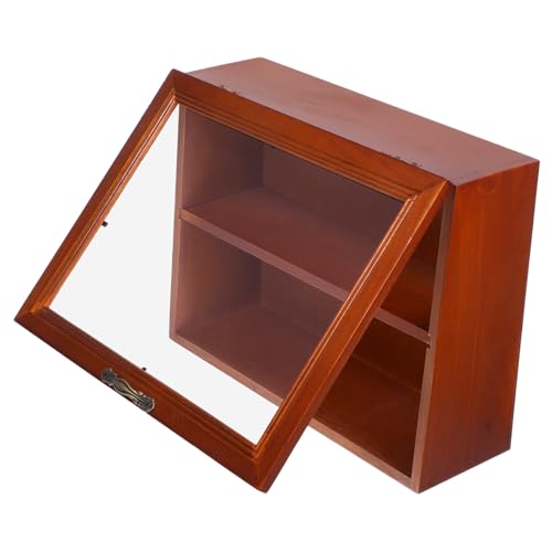 SOLUSTRE Vintage Vitrine Aus Holz Mit -türen Tisch Wandmontage Für Figuren Schmuck Und Sammlerstücke Praktischer Und Stilvoller Aufbewahrungsständer Für Kleine Gegenstände von SOLUSTRE