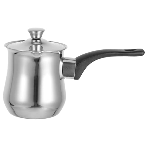 SOLUSTRE Türkische Kaffeekanne mit Deckel und Langem Griff Multifunktionaler Milchwärmer und Butter Schmelztiegel Kompakte Herdkanne für Camping und Zuhause Vielseitig für Kaffee und Heiße von SOLUSTRE
