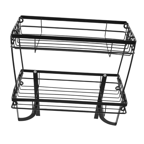 SOLUSTRE Über-wc Regal Doppelstock ohne Bohren Platzsparendes Hängeregal aus Schwarzem Modernes Badregal für Toilettenpapier und Badutensilien für Kleine Badezimmer und Hotelzimmer von SOLUSTRE
