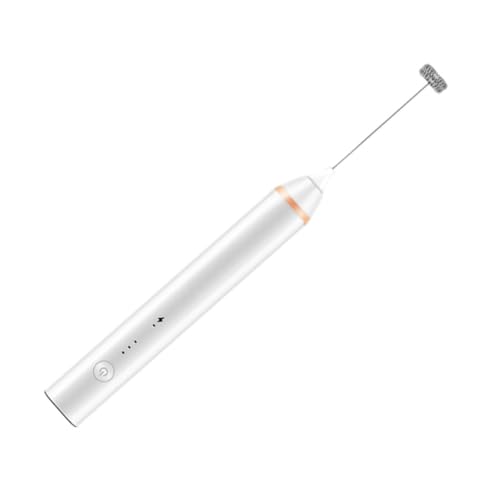 SOLUSTRE USB Milchaufschäumer Mixer Elektrischer Zwei in Eins Einstellbarer Handmixer für Zuhause Weiß Praktischer Rührer für Milch und Eier von SOLUSTRE
