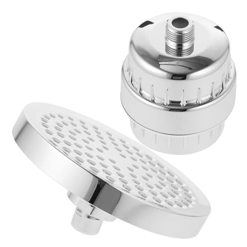 SOLUSTRE Unter Druck stehender Sprühwasserfilter Oben Duschkopf Hartwasserfilter gefiltert drehbar Duschfilter hartes Wasser Wasserfilter für die Dusche Baumwolle Silver von SOLUSTRE
