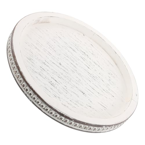 SOLUSTRE Vintage Dekotablett Rund mit Perlenrand Dekoratives Schmuck Snack-serviertablett im Landhausstil Platzsparendes Couchtisch Tablett für Heimdekoration und Stilvolle Präsentation SOLUSTRE Vintage Dekotablett Rund mit Perlenrand Dekoratives Schmuck Snack-serviertablett im Landhausstil Platzsparendes Couchtisch Tablett für Heimdekoration und Stilvolle Präsentation von SOLUSTRE