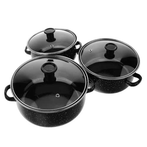 SOLUSTRE Vintage Emaillierter Mini Suppentopf Teiliges Doppelgriffiger Kleiner Kochtopf für Zuhause Vielseitig für Suppen Eintöpfe Nudeln Kompakt für Single und Kleinfamilien von SOLUSTRE