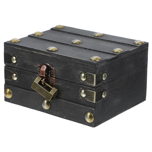 SOLUSTRE Vintage Holztruhe für Schmuckaufbewahrung Verschließbare Piraten Schmuckbox mit Edlem Design für Ringe Ohrringe und für Nachttisch und Schreibtisch von SOLUSTRE