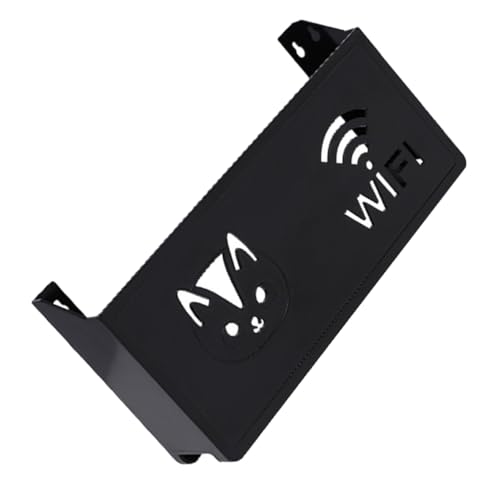 SOLUSTRE Wandmontierte Router Aufbewahrungsbox mit Belüftetem Mesh Dekorativer Wifi Organizer und Kabelhalter Platzsparendes Floating Shelf für Tv Boxen und Kleine Elektronik Schwarz von SOLUSTRE