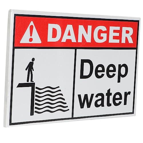 SOLUSTRE Logo Wassertiefe Gefahrenkennzeichnung Gefahr Fernhalten Schild Gefahr Wandschild Gefahr Tiefwasser Sicherheitsschild Metallschilder Im Freien Öffentlicher Ort Gefahrenschild von SOLUSTRE