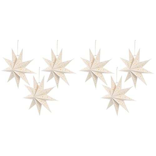 SOLUSTRE Weihnachtspapier Stern Lampenschirm 6 Stücke 13 78 Zoll Faltbare Moderne Weiße Papier Lichtschirm Deckenlaterne Lampe Hängende Verzierung für Weihnachtsbaum Urlaub Party Zuhause von SOLUSTRE