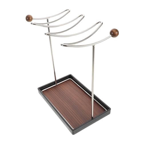 SOLUSTRE Weinhalter aus Metall mit Holzsockel Platzsparender Hängender Weinglashalter für Wohnzimmer und Bar Stabiles Design zum Aufhängen von Stielgläsern Einfache Montage Dekoratives von SOLUSTRE