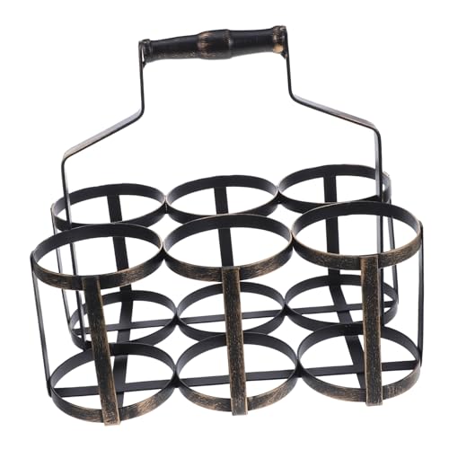 SOLUSTRE Weinpräsentationskorb Aus Eisen Weinpräsentationsständer Im Bauernhausstil Milchflaschen Weinträger Weinlagerregal Aus Eisen Weinpicknickkorb Aus Weinhalterkorb Aus von SOLUSTRE