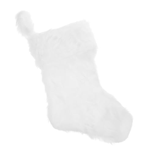 SOLUSTRE Weiße Dekorative Weihnachtsstrumpf mit Langem Plüsch Weicher Hängender Geschenksack für Süßigkeiten und Kleine Überraschungen Festliche Deko für Zuhause Restaurant Party von SOLUSTRE