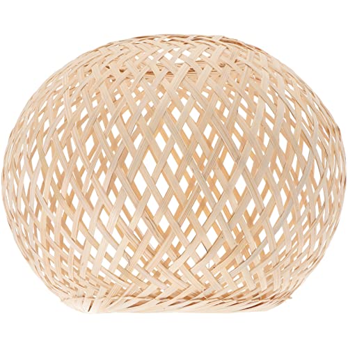 SOLUSTRE Woven Lampe Schatten Rattan Tisch Lampe Schatten Handarbeit Gewebt Wicker Rattan Lampenschirm für Schlafzimmer Bauernhaus Wohnzimmer Licht Gelb von SOLUSTRE