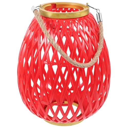 SOLUSTRE Woven Lampshade aus Handgefertigter Lampenschirm für Hängelampen und Stehlampen Rustikale für und Außenbereiche Design Rot Leicht und Vielseitig von SOLUSTRE