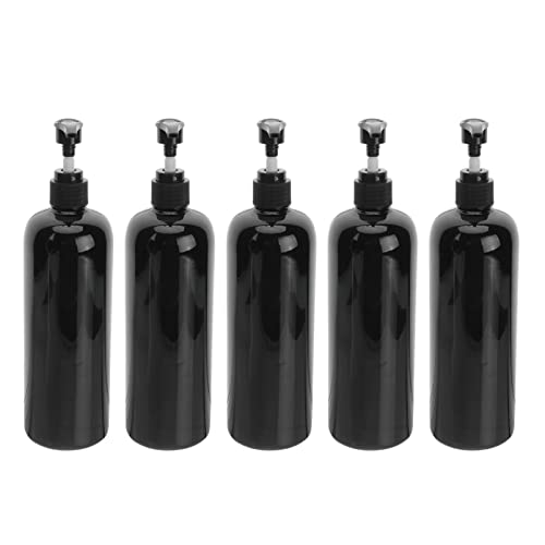 Solustre 5 Stücke Pumpflasche Pumpspender Nachfüllbar Pumpseifenspender 500ml Duschgel Pumpe Gelspender Hygiene Reinigung Flüssigkeiten Flasche für Küche Bad Außen Schwarz von SOLUSTRE