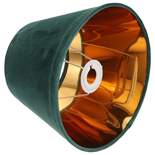 Stoff Tischlampe Lampenschirm E27 Grün Samt Hängeleuchtenschirm Tischlampenschirm Goldener Innenliner 25cm Deckenlampe Pendelleuchte Wandleuchte Schutzhülle Dekoration von SOLUSTRE