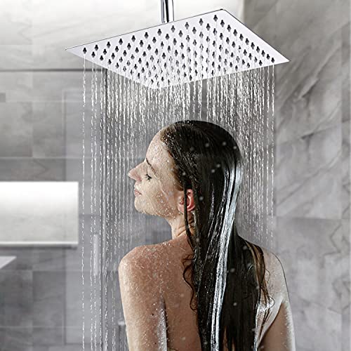 SOLVEX Regenduschkopf, 12 Zoll duschkopf regendusche Quadratisch Einbauduschköpfe, Edelstahl Kopfbrause Regendusche, mit Anti-Kalk-Düsen poliert Spiegeleffekt hochglänzend(30x30cm), SP-50022 von SOLVEX
