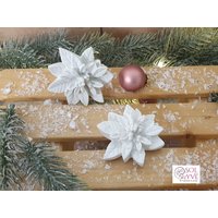 2Er Set Weihnachtsstern Blume Weihnachtsdeko Blüte Weiß Winterdeko Aus Beton Oder Keramikmasse von SOLYVEshop