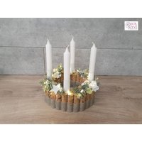 Adventskranz Aus Korken in Weiß Oder Anthrazit Beleuchtet Mit Stabkerzen von SOLYVEshop