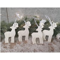Weihnachtsanhänger 4Er Set "Rentier Ornament" Christbaumschmuck Weihnachtsdeko Geschenkanhänger von SOLYVEshop