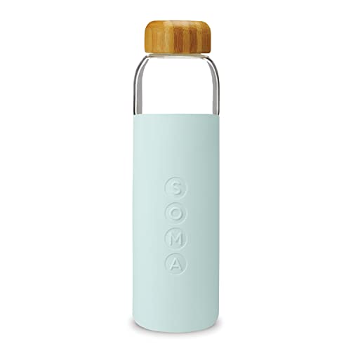 SOMA Glas-Wasserflasche mit Silikonhülle, BPA-frei, Minze, 500 ml von Soma