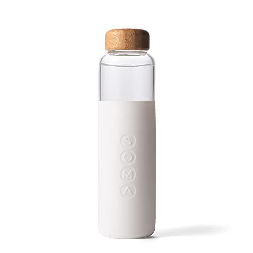 SOMA Free Glass Water Bottle with Silicone Sleeve, White Wasserflasche aus Glas, BPA-frei, mit Silikonhülle, Weiß von Soma