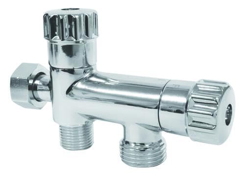 SOMATHERM FOR YOU, 3-Wege-WC-Hahn antikalk mit Keramikkopf, EingangF3/8", AusgängeM3/8"undM1/2", Chrom-Finish, modernes Design, 5 Jahre Garantie von SOMATHERM FOR YOU