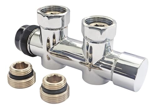 SOMATHERM FOR YOU, 601521501, Thermostatischer Bodenverteiler in Chrom für Zweirohrinstallation MF1/2 (15x21), Gerader Chromkörper für einfache Schraubmontage am Heizkörper. von SOMATHERM FOR YOU