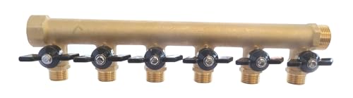 SOMATHERM FOR YOU - Messingverteiler mit integriertem Mini-Ventile - 6 Abfahrten Male 15/21-20/27 Female Input - Output Buck 20/27 von SOMATHERM FOR YOU