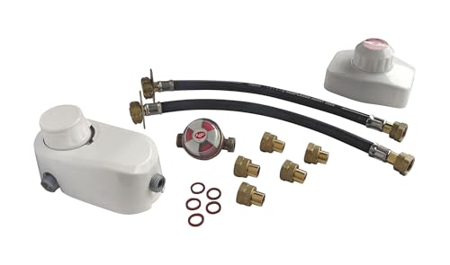 SOMATHERM FOR YOU - B14660 – Druckminderer 1,3 kg/h + Umsteller mit Leisten zum Anschluss von 2 Propan-Flaschen – MM 20/150 grau von SOMATHERM FOR YOU