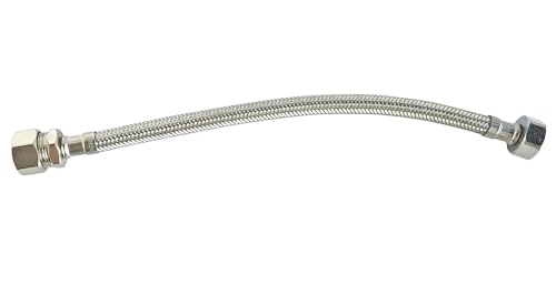 SOMATHERM FOR YOU - Sanitärschlauch mit geradem Anschluss und drehbarer Mutter, weiblich, 15/21 (1/2') - gerader Anschluss mit Doppelkonus für Kupferrohr Durchmesser 12 - Länge 50 cm - DN8. von SOMATHERM FOR YOU