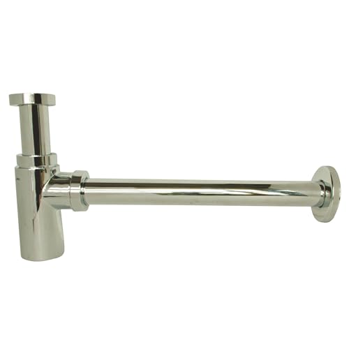 SOMATHERM FOR YOU - BB412 - Siphonrohr sink abgerundete Design - Evakuierung Ø 32-33/42 Eintrag 1 „(1/4) - Auslass Ø 32 mm - Schutz Wasser: 50 mm - 300 mm Länge Ausgangswand Chrom-Finish von SOMATHERM FOR YOU