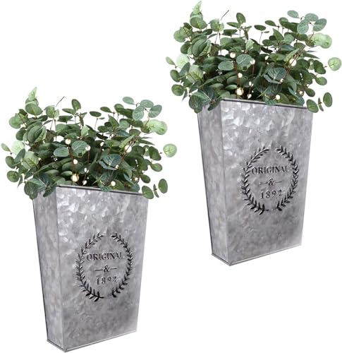 SOMEDA® 2er Set Rustikaler Blumentopf verzinkt/Blumenhalterung/Gefäß zur Befestigung an Wand/Vintage Deko Garten (Zink) von SOMEDA