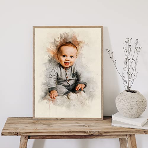 SOMEDA® Aquarell/personalisiertes Portrait von deinem Foto/als Poster, Leinwand oder gerahmtes Bild/einzigartiges Geschenk (Poster, 30x40 cm) von SOMEDA