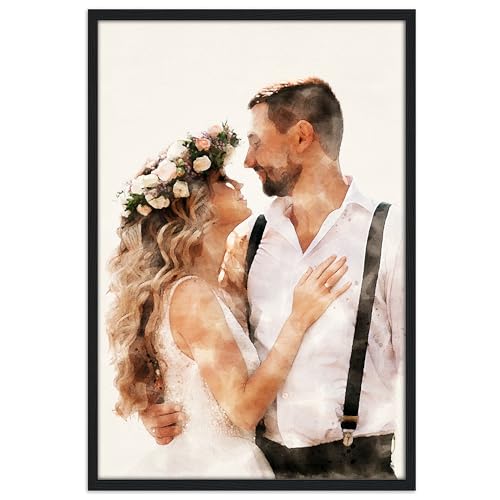 SOMEDA® Aquarell Portrait/personalisiertes Geschenk/Familie, Partner oder Haustier/als Fotoposter, Leinwand oder gerahmtes Bild (Fotoposter, 20x30 cm) von SOMEDA