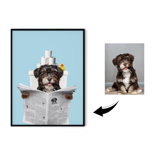 SOMEDA® Badezimmer Haustierportrait | Hunde- und Katzenportrait | Poster, Leinwand, gerahmtes Bild, Hartschaumplatte oder Acrylglas | Geschenk für Hundebesitzer (Poster, 20x30 cm) von SOMEDA
