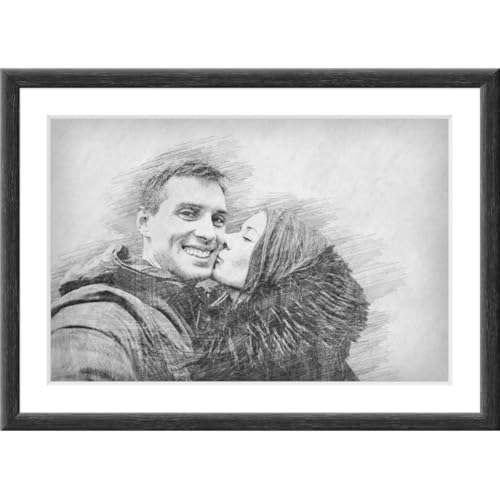 SOMEDA® Dein Foto als Bleistiftzeichnung/personalisiertes Portrait/einzigartiges Geschenk/Familie, Partner oder Haustier/als Fotoposter oder gerahmtes Bild (Fotoposter, 20x30 cm) von SOMEDA