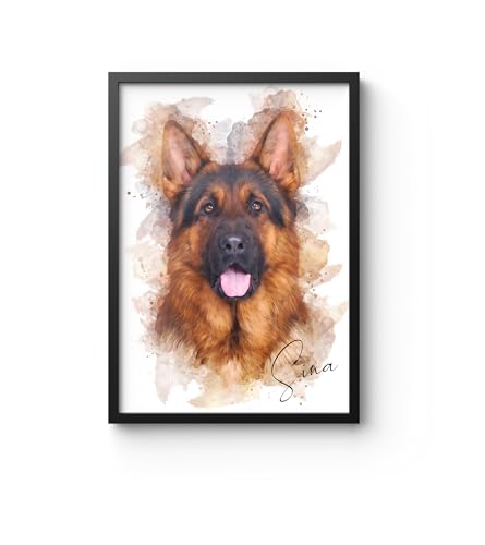 SOMEDA® Dein Haustier als Aquarell/Hund, Katze, Pferd, etc./ als Poster, Leinwand oder gerahmtes Bild/einzigartiges personalisiertes Geschenk (Poster, 40x60 cm) von SOMEDA