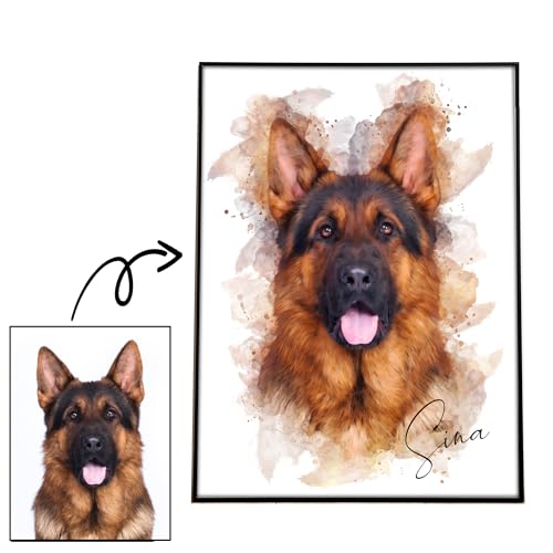 SOMEDA® Dein Haustier als Aquarell/Hund, Katze, Pferd, etc./ als Poster, Leinwand oder gerahmtes Bild/einzigartiges personalisiertes Geschenk (Leinwand, 40x60 cm) von SOMEDA