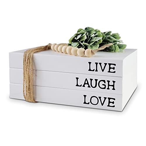 SOMEDA® Deko-Bücher Set/Bücherstapel mit 3 echten Büchern im Farmhouse-Stil/Deko für Wohnzimmer, Kaffeetisch, Regal (LIVE Laugh Love) von SOMEDA