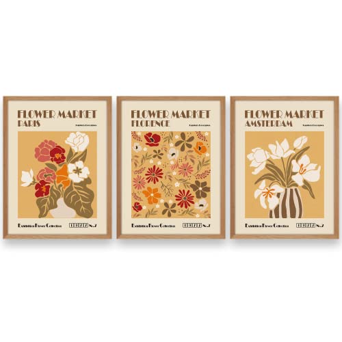 SOMEDA® Flower Market Poster Set/ästhetische Wandkunst/Blumen im Vintage-Stil/optional mit Rahmen / (Paris Florence Amsterdam, Poster 30x40cm ohne Rahmen) von SOMEDA