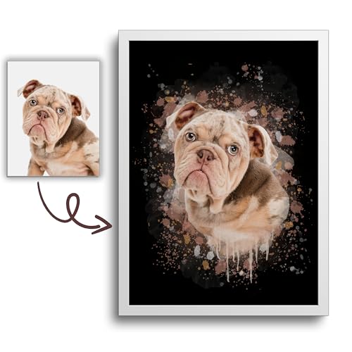 SOMEDA® Haustier Portrait/Hund, Katze, Pferd, etc./ als Poster, Leinwand oder gerahmtes Bild/personalisiertes Geschenk Tierbesitzer (Stil 4) von SOMEDA