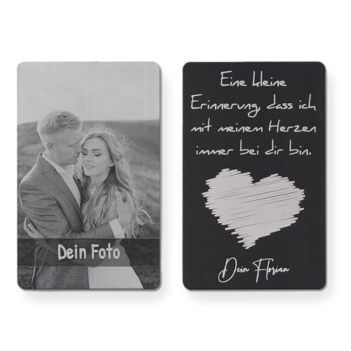 SOMEDA® Personalisierte Metallkarte für Geldbeutel/Foto und handschriftlicher Text eingraviert/Geschenk und Erinnerung/Made in Germany (Bild | Vorlage) von SOMEDA