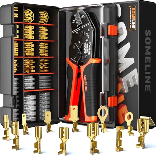 SOMELINE® Crimpzangen Set, 12 Arten [0,25-2,5mm²] Flachsteckhülsen Set, Flachsteckhülsenzange, Spade Steckverbinder Krimpzange, Crimpzangen Tool, Crimp Zange, Crimpwerkzeug, Crimp Tool, Presszange von SOMELINE