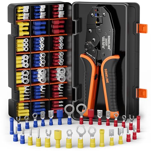 SOMELINE® Crimpzange Kabelschuhe Set, 30 Arten [0,34-6mm²] Kabelschuhen Set, Kabelschuhzange, für Kabelhülsen Crimpzange, Krimpzange, Premium Crimpzangen, Crimp Zange, Presszange, Kabelschuh Zange Set von SOMELINE