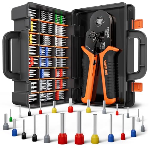 SOMELINE® Crimpzangen Aderendhülsen Set, 23 Arten Aderendhülsen mit Kabelschuhe Tool Kit 0,25-10mm² für isolierte, unisolierte Drahtseil-Ratschenkabelschuhe von SOMELINE