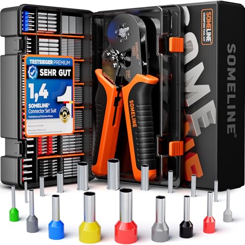 SOMELINE® Crimpzangen Aderendhülsen Set, 18 Arten [0,25-10mm²] Aderendhülsen Set, Aderendhülsenzange Selbsteinstellend, Krimpzange, Premium Crimpzangen, Crimp Zange, Presszange, Elektrowerkzeug Set von SOMELINE