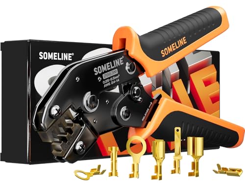 SOMELINE Nicht isolierte Crimpzange mit offener Klemme, AWG 24-14 Ratschen-Crimpzange, Draht-Crimpzange, für Molex TE-Serie, nicht isolierte Klemmenverbinder von SOMELINE