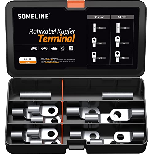 SOMELINE Rohrkabelschuh-Kits der T-Serie - Ringkabelschuhe - Kabelschuhe - Batteriekabelschuh - Quetschverbinder - geeignet als Kabelverbinder für Kfz - 35-50mm² - Crimp von Kabel Drahtkabel von SOMELINE